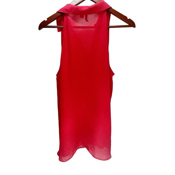 Cato Red Sheer Sleeveless Button Up Blouse W/Collar & VNeck XL - Picture 2 of 3